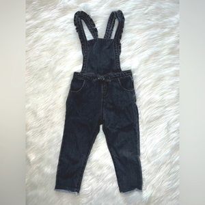 Zara Baby Girl Black Denim Bow Overalls Sz 3-4